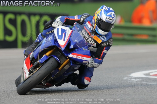 2009-09-26 Imola 0927 Variante alta - Supersport - Free Practice - Tata Pradita -  Yamaha YZF R6